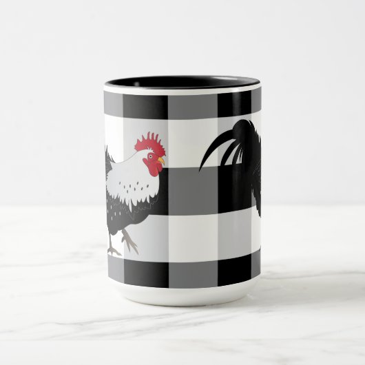 Rooster met Black White Check Coffee-Mok Mok (Midden)