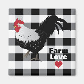 Rooster met Black White Check Fridge Magnet (Voorkant)