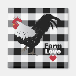 Rooster met Black White Check Fridge Magnet