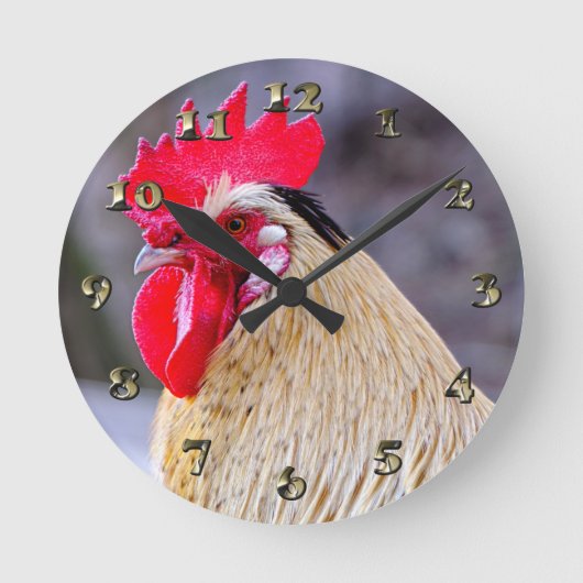 Rooster met Cockscomb Ronde Klok (Voorkant)