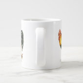 Rooster met kippen en kippen. grote koffiekop (Achterkant)