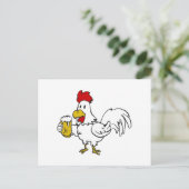 Rooster met mok bier | achtergrondkleur kiezen briefkaart (Staand voorkant)