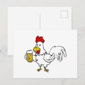 Rooster met mok bier | achtergrondkleur kiezen briefkaart (Voorkant / Achterkant)