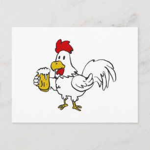 Rooster met mok bier   achtergrondkleur kiezen briefkaart
