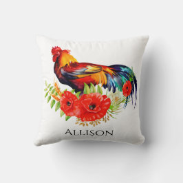 Rooster met Poppies Farmhouse Sierkussen