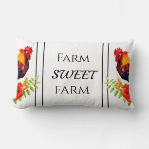 Rooster met Poppies Farmhouse Sierkussen Kussen