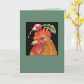 Rooster met radijs voor pet kaart (Gele Bloem)