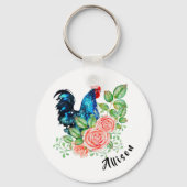 Rooster met Rozen Sleutelhanger (Voorkant)