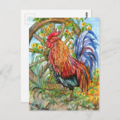 Rooster met wieltuin briefkaart (Voorkant / Achterkant)
