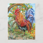 Rooster met wieltuin briefkaart (Voorkant)