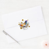 Rooster met zonnebloemen - Aangepaste Klassieke Ro Ronde Sticker (Envelop)