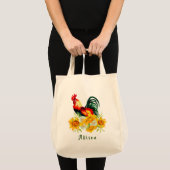Rooster met zonnebloemen - Gepersonaliseerde Canva Tote Bag (Voorkant (product))