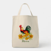 Rooster met zonnebloemen - Gepersonaliseerde Canva Tote Bag (Achterkant)