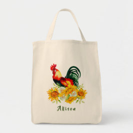 Rooster met zonnebloemen - Gepersonaliseerde Canva Tote Bag