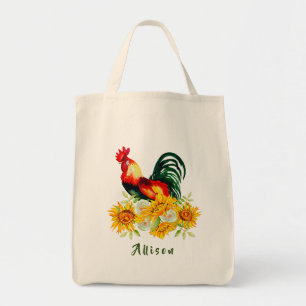 Rooster met zonnebloemen - Gepersonaliseerde Canva Tote Bag