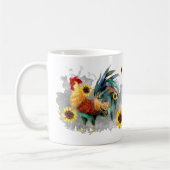 Rooster met zonnebloemen - Gepersonaliseerde Water Koffiemok (Links)