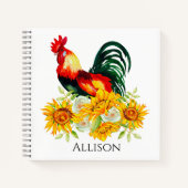 Rooster met zonnebloemen notitieboek (Voorkant)