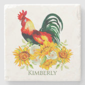 Rooster met zonnebloemen Onderzetter (Voorkant)