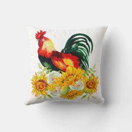 Rooster met zonnebloemen Sierkussen