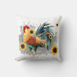 Rooster met zonnebloemen Sierkussen