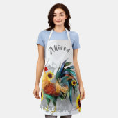 Rooster met zonnebloemen, speciaal Schort (Gedragen)