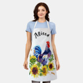 Rooster met zonnebloemen, speciaal Schort (Gedragen)