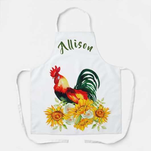 Rooster met zonnebloemen, speciaal Schort (Voorkant)