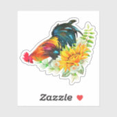 Rooster met zonnebloemen sticker (Vel)