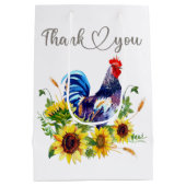 Rooster met zonnebloempkunst medium cadeauzakje (Achterkant)