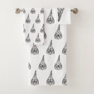 Rooster met zwarte en witte tribale bad handdoek