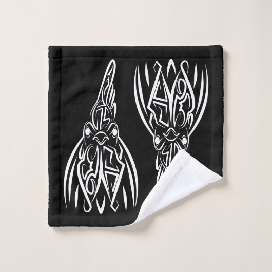 Rooster met zwarte en witte tribale bad handdoek (Wasdoekje)