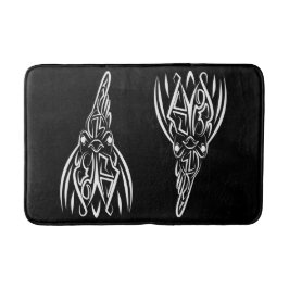 Rooster met zwarte en witte tribale badmat