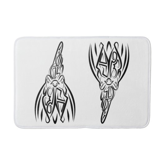 Rooster met zwarte en witte tribale badmat (Voorkant)