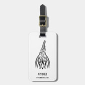 Rooster met zwarte en witte tribale bagagelabel (Voorkant verticaal)