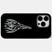 Rooster met zwarte en witte tribale Case-Mate iPhone case (Achterkant (horizontaal))