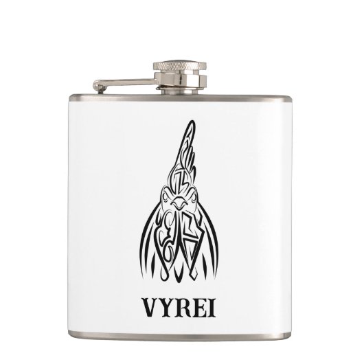 Rooster met zwarte en witte tribale heupfles (Voorkant)