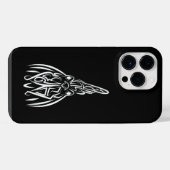 Rooster met zwarte en witte tribale iPhone hoesje (Achterkant horizontaal)