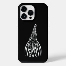 Rooster met zwarte en witte tribale iPhone 14 pro max hoesje