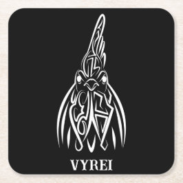 Rooster met zwarte en witte tribale kartonnen onderzetters