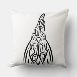 Rooster met zwarte en witte tribale kussen