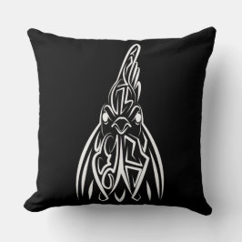 Rooster met zwarte en witte tribale kussen