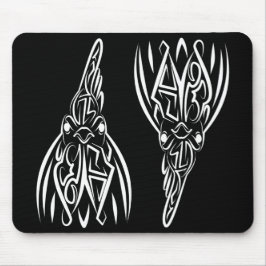 Rooster met zwarte en witte tribale muismat