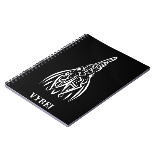 Rooster met zwarte en witte tribale notitieboek (Linkerzijde)