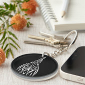 Rooster met zwarte en witte tribale sleutelhanger (Voorkant Rechts)