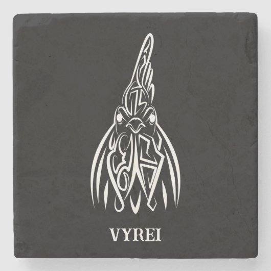 Rooster met zwarte en witte tribale stenen onderzetter (Voorkant)