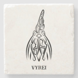 Rooster met zwarte en witte tribale stenen onderzetter