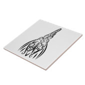 Rooster met zwarte en witte tribale tegeltje (Zijkant)