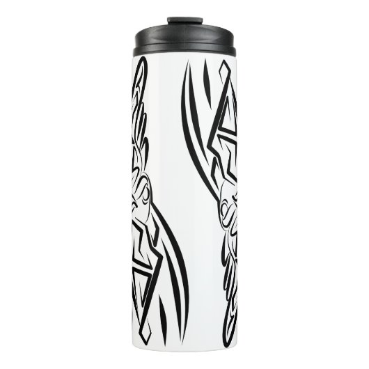Rooster met zwarte en witte tribale thermosbeker (Voorkant)