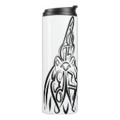 Rooster met zwarte en witte tribale thermosbeker (Gedraaid links)