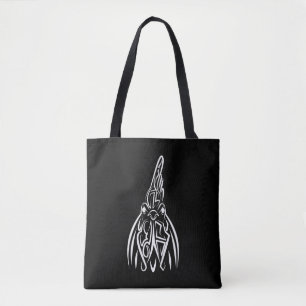 Rooster met zwarte en witte tribale tote bag
